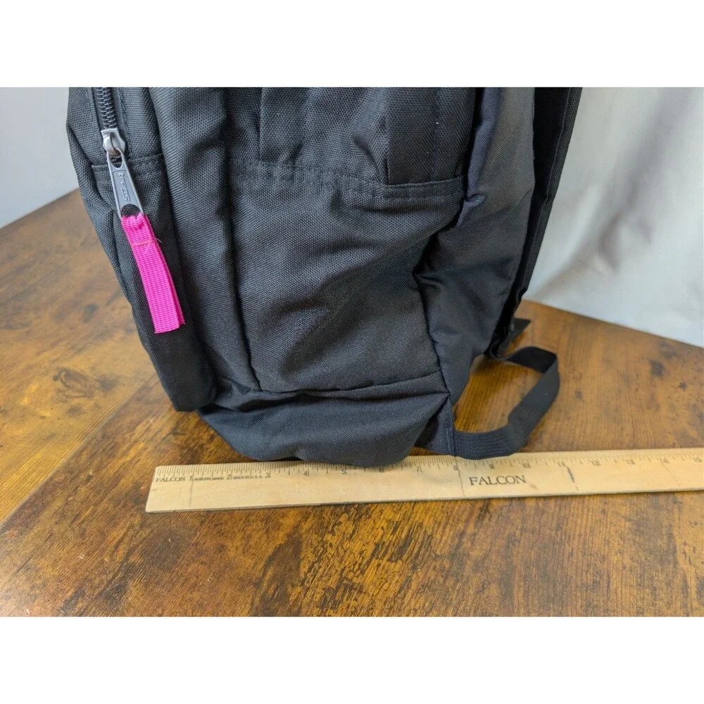 Trans By Jansport Black Pink Backpack Rosa Floral Embroidered Design